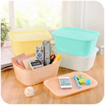 麦宝隆 炫彩磨砂肤质加厚塑料收纳盒有盖桌面收纳盒整理盒 0616