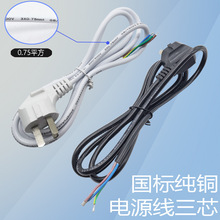 廠家三插頭線純銅電源線 3*0.75平方電源線3芯插頭線三孔電源線
