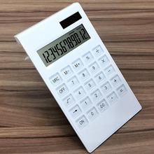 太陽能計算器簡約時尚禮品計算機12位水晶按鍵雙電源台式計算器