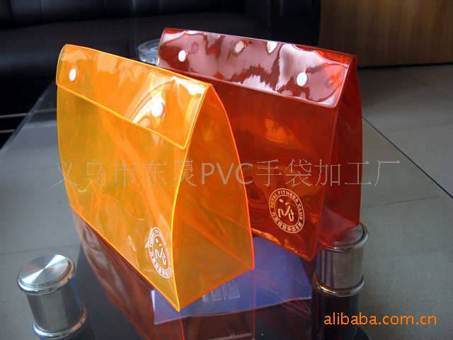 PVC塑料包装袋子,彩色透明印花PVC包包生产
