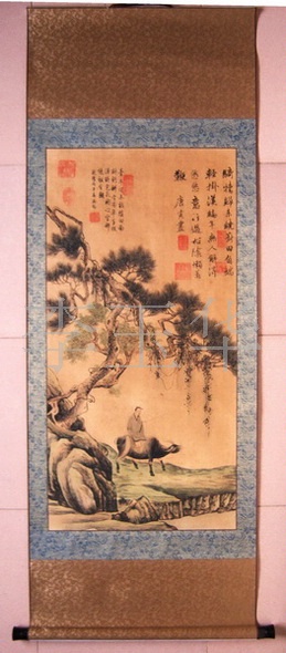 仿古名画   古代名画家唐伯虎的山水画