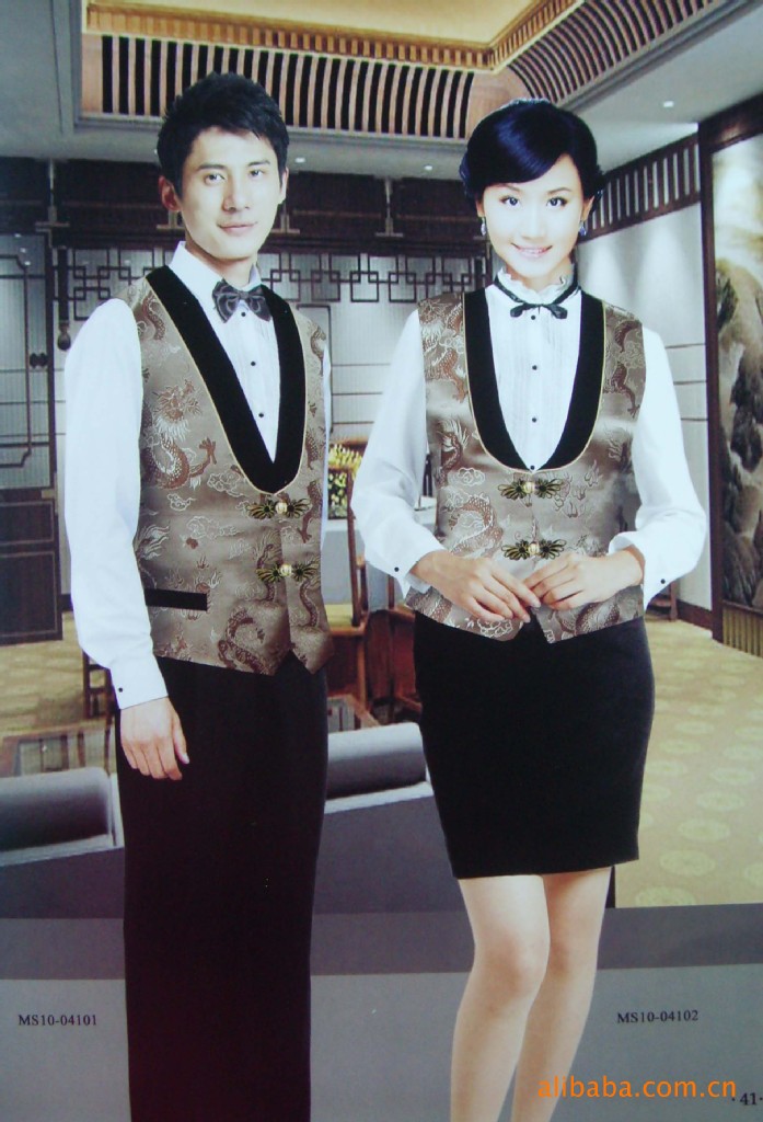 【供应美观、精致酒店服务员爵士呢工作服】