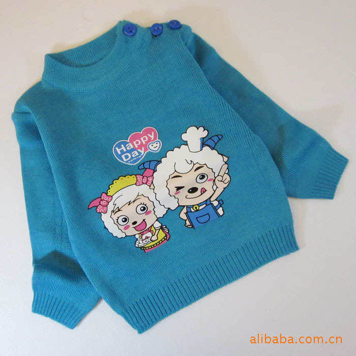 团批<em>童装毛衣批发</em> 小童毛衣圆领长袖 喜羊羊宝