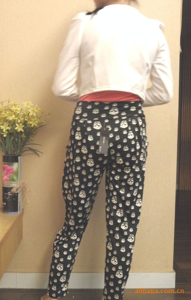 个性女装 骷髅头哈伦裤长裤女款 萝卜裤 条纹裤