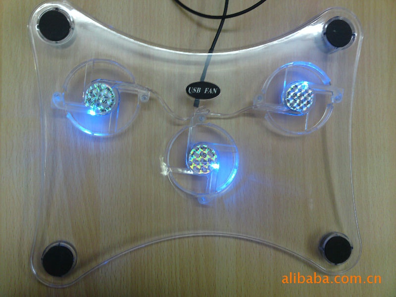 【供应笔记本底座散热器 透明三风扇 738】