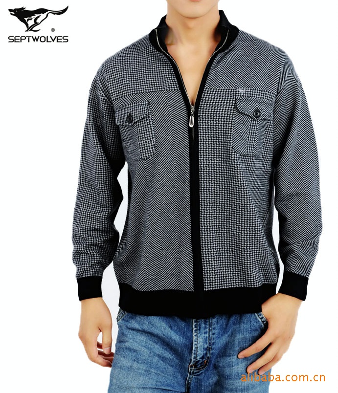 2012冬季新款男式<em>七匹狼</em>毛衣 男士<em>立领</em>开衫毛