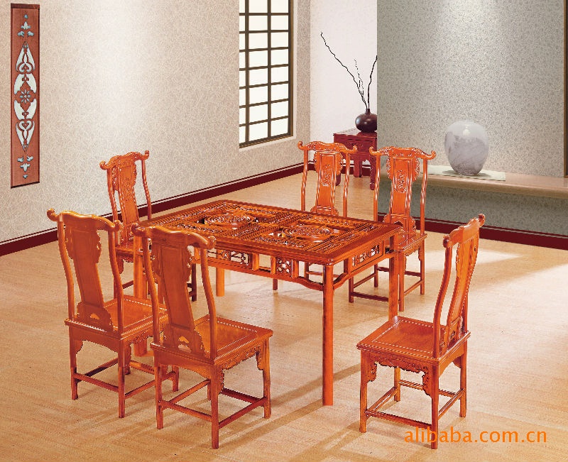 永亮红木家具厂1.45米明式餐台1+6椅