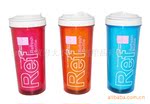 批发供应环保便携精典双层塑料冷水杯