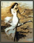 供应DIY人体油画 手工油画 油画爆款 40*50天鹅舞者数字油画
