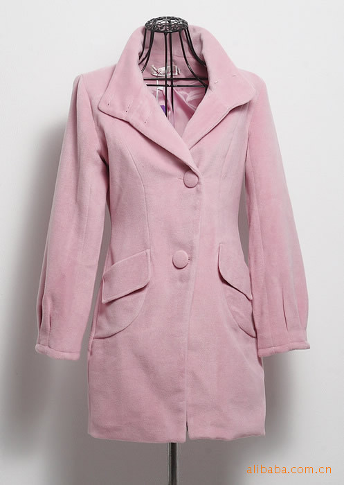 2010新款热销女装 韩版时尚纯色羊毛绒大衣 风