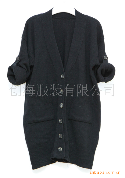 外贸库存尾单女式羊毛军装<em>中袖长款</em>开衫毛衫外