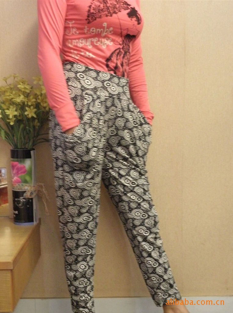 个性女装 骷髅头哈伦裤长裤女款 萝卜裤 条纹裤