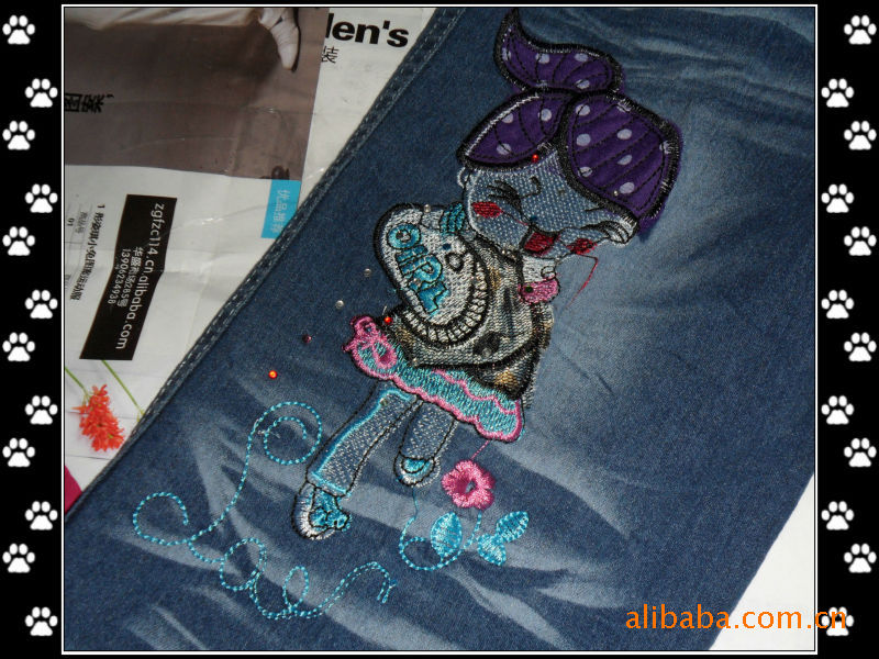 <em>夏季</em>新品<em>儿童</em>牛仔女式<em>马裤</em>,美女绣花<em>儿童</em>牛仔