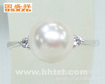【国盛祥】北海南珠 18K白金 7.0-7.5mm 白透粉海水珍珠戒指