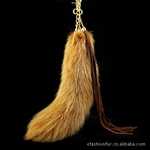 钥匙扣 厂家Efashionfur 主营出口超大染色狐狸尾巴钥匙扣