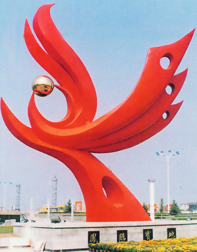 【金属 不锈钢雕塑,标题:腾飞高6米象征企业辉