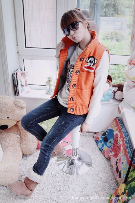 新款女装外贸原单大嘴猴行棉针织背心<em>小马甲</em>马