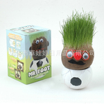 韩版足球草娃娃 长草娃娃/草头娃娃 青草种植 创意礼品 工艺品