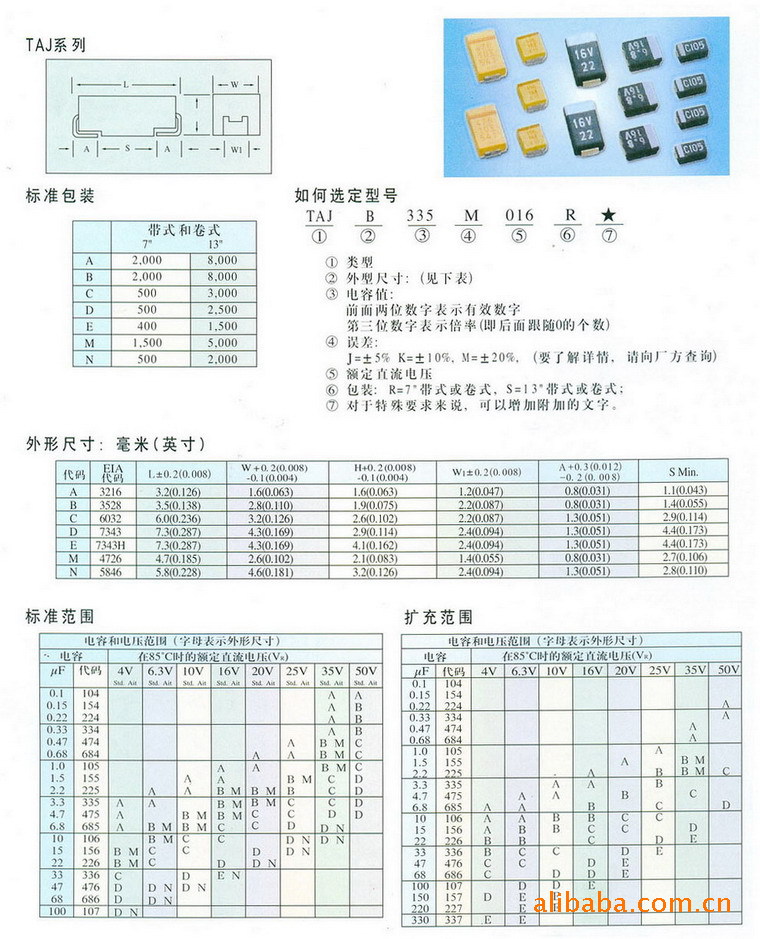 优质22uf/20v b型 贴片钽电容