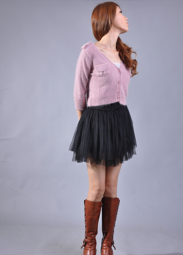 【千堆雪2011<em>秋冬新款</em>兔<em>羊毛</em>混纺毛衣外套短