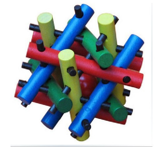成人木制益智<em>玩具</em> 古典<em>玩具</em> 孔明锁鲁班锁 彩色