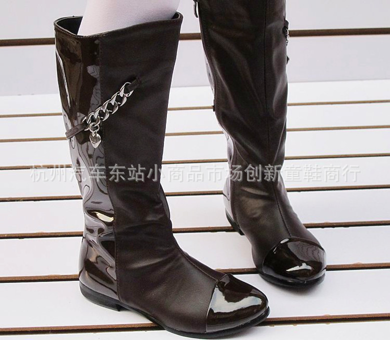 <em>品牌</em>童鞋<em>女童</em>皮靴儿童靴子韩版个性真皮高筒靴