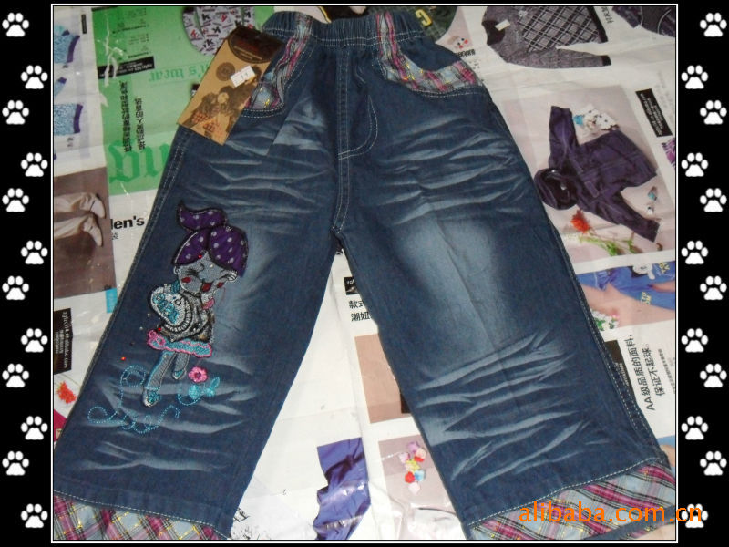 <em>夏季</em>新品<em>儿童</em>牛仔女式<em>马裤</em>,美女绣花<em>儿童</em>牛仔