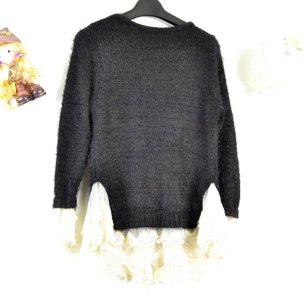 香港品牌女装2011秋冬新款<em>韩版</em>V领<em>雷丝边毛衣</em>