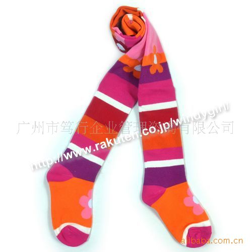 欧美原单 儿童连裤袜 棉质橙色花/打底裤/秋冬新款/外贸直销