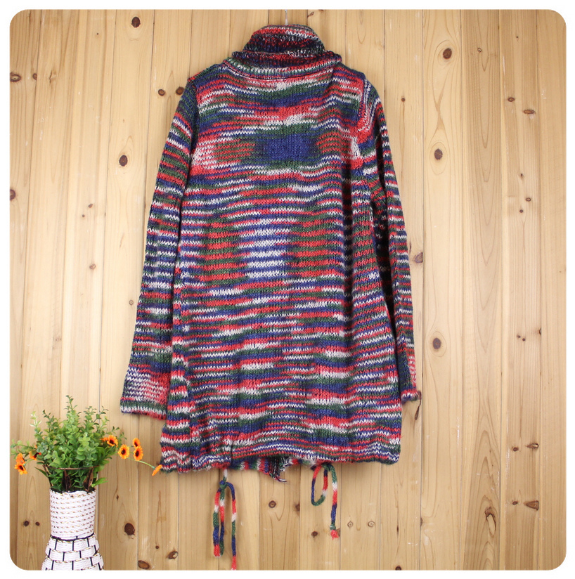 31580 秋冬长袖混色厚羊毛<em>毛衣外套</em> <em>外贸</em>原单