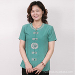 2011夏装特价时尚唐装批发 中老年女装服装批发 圆领短袖衬衫上衣
