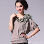 【行家拿货周】2012夏季新款蝙蝠袖韩版全棉女式针织衫 047123345