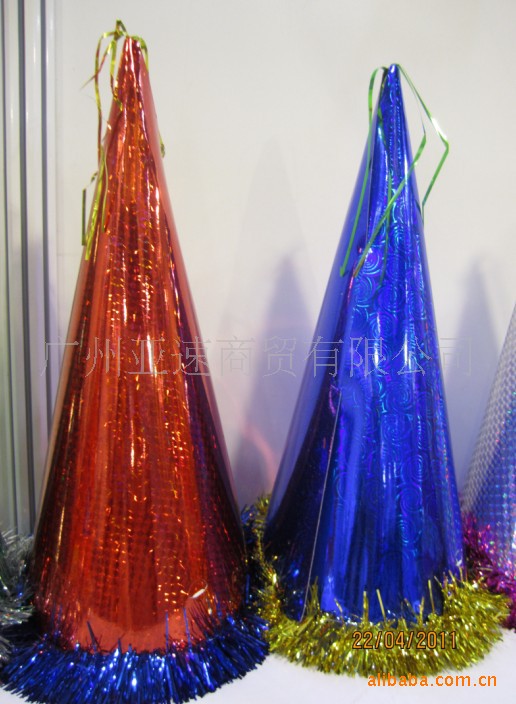 【厂家直销派对镭射流苏尖帽子】