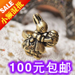 J098【依韩饰品】外贸饰品尾单 复古卡哇伊小兔子戒指 彩蛋兔款
