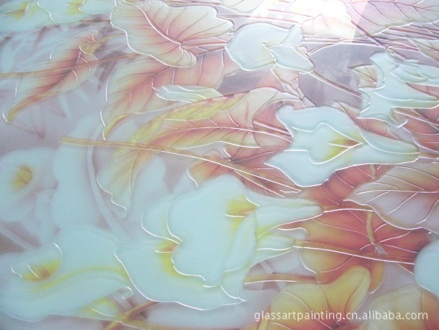 厂家直供 时尚艺术玻璃壁画 装饰画 马蹄莲价格