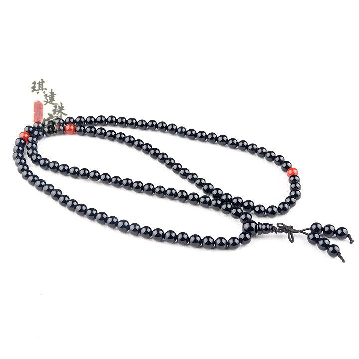 天然彩虹眼黑玛瑙108颗佛珠多圈念珠水晶手链