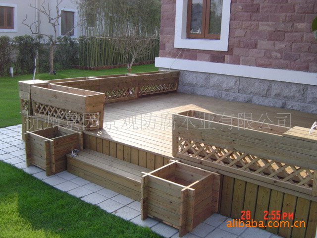 各种规格防腐木、安装花架、栏杆、篱笆、亭子