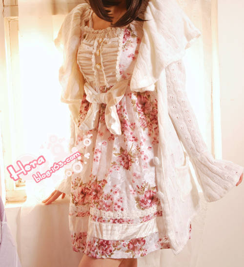 韩国LENA甜美荷叶领<em>喇叭袖</em>长款<em>针织</em>衫毛衣开