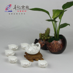 卓越陶瓷 恒越7头描金手抓壶茶具花茶绿茶大碗茶礼品可印LOGO