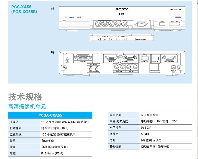【SONY索尼桌面型高清视频会议系统PCS-XA