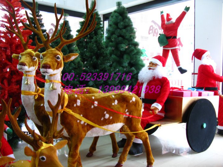 【圣诞老人骑鹿 圣诞鹿拉车 圣诞特色产品 商场