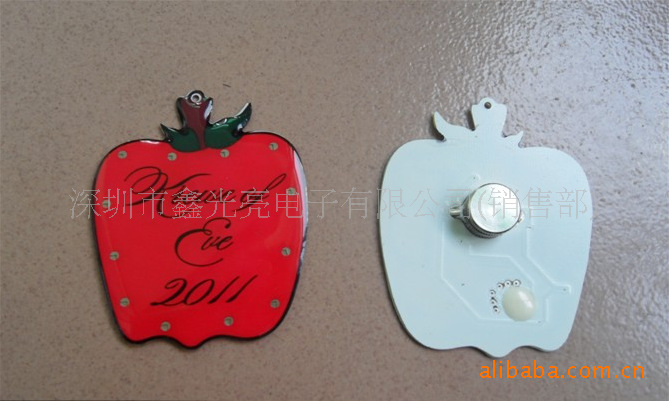 闪光胸章,闪光磁力扣,圆形胸章,笑脸胸牌,带灯徽