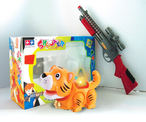 军事模型-红外线电动打枪老虎 激光打靶枪 玩具
