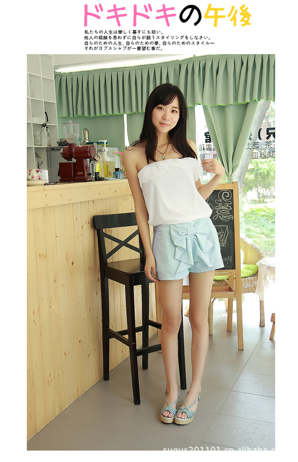 【欧美范 夏季<em>抹胸连体裤</em> 连体<em>短裤</em> 蓝粉两色】