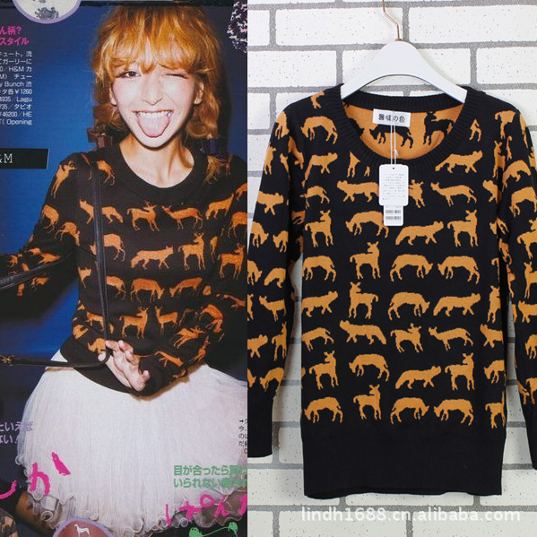 昕微杂志热卖款 套头<em>小鹿</em>针织衫 <em>小鹿毛衣</em> 免费