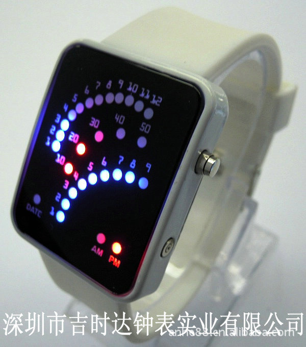 批发采购钟表-靓丽硅胶带彩光二进制LED电子