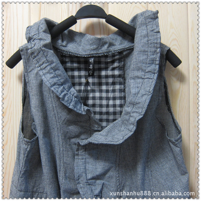 韩单精口<em>女马甲</em> <em>长版</em>品质麻外套 收腰修身-修身