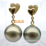 秒杀抢购!10-11mm 18K黄金 塔希提黑珍珠 大溪地珍珠耳钉