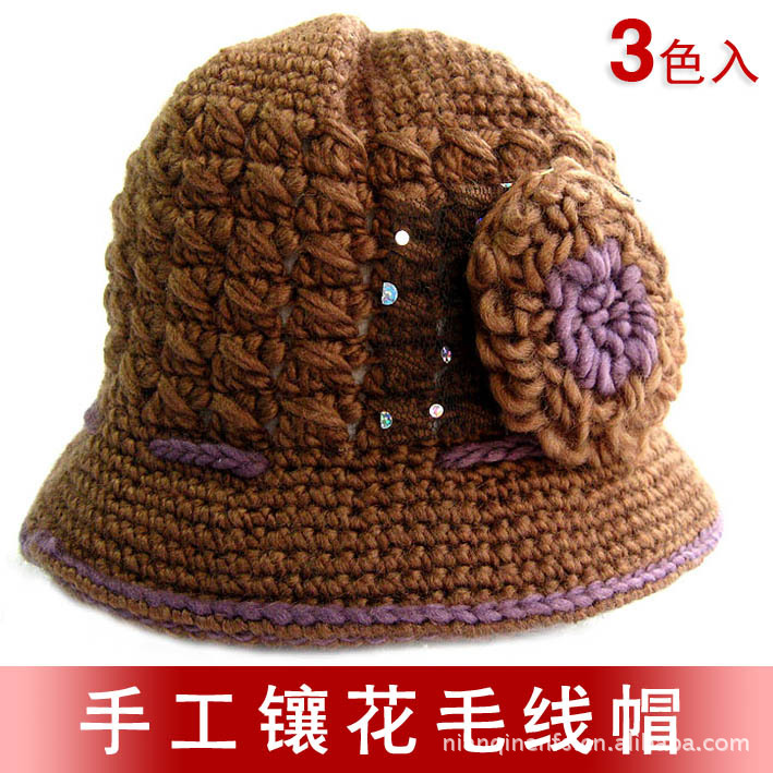 【(纯手工毛线帽)妈妈帽 女士帽子 中老年帽子