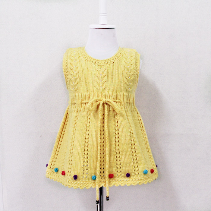 宝宝<em>毛衣</em>婴儿毛衣裙纯手工编织羊毛儿童<em>毛衣</em>背